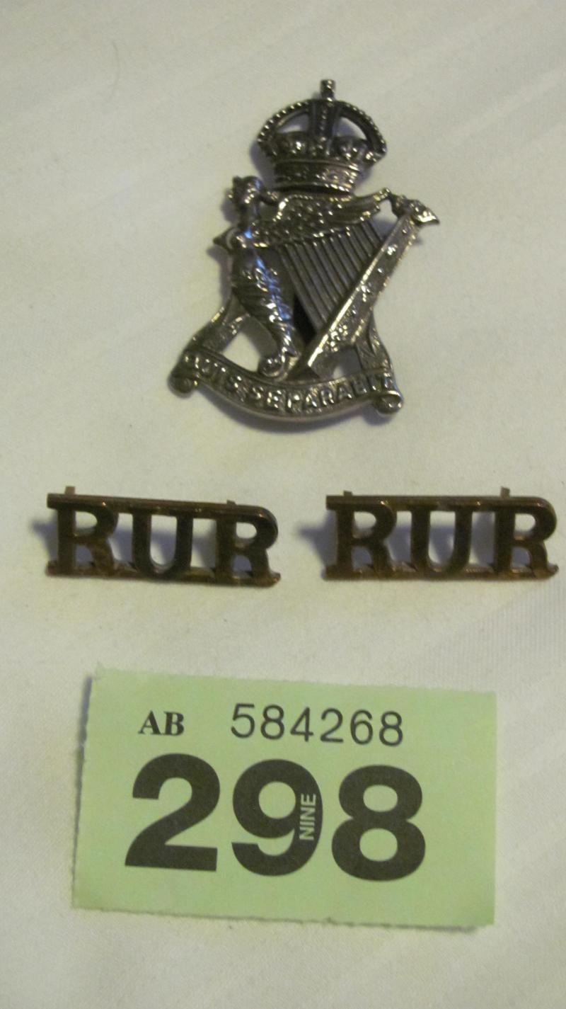 Royal Ulster Rifles Cap Badge and Pair of Titles